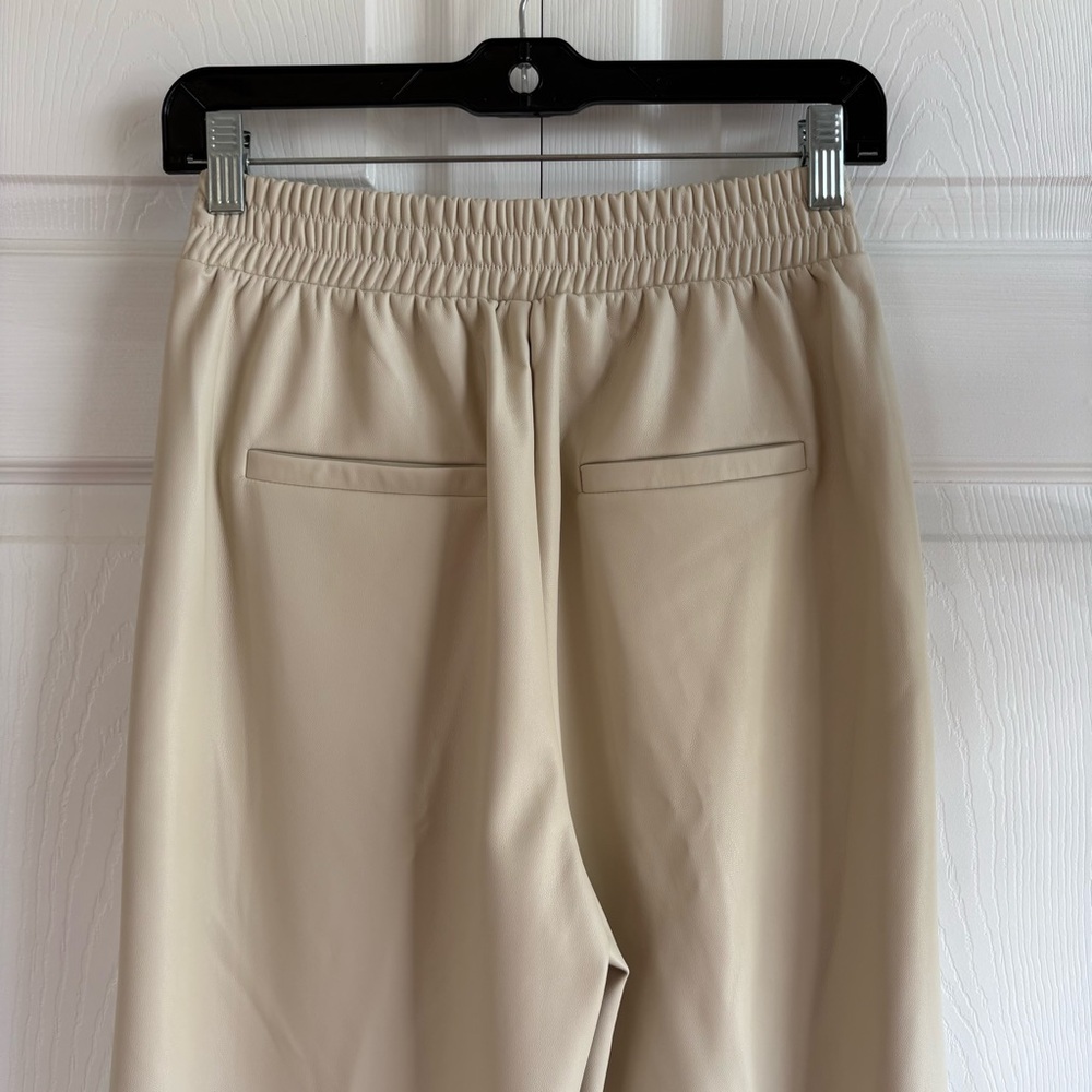 Steve Madden Gilda Pants Bone Cream Trousers Faux Leather Wide Leg XS - Picture 5 of 11